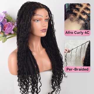 Human hair boho braids full lace wig 22-24inch CVOHAIR