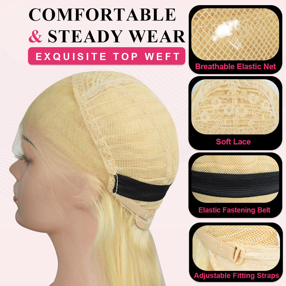 CVOHAIR 613 Blonde HD Lace Front Wig Human Hair 180% Density Straight Lace Frontal Wig Pre Plucked with Baby Hair