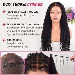 Human hair boho braids full lace wig 22-24inch CVOHAIR