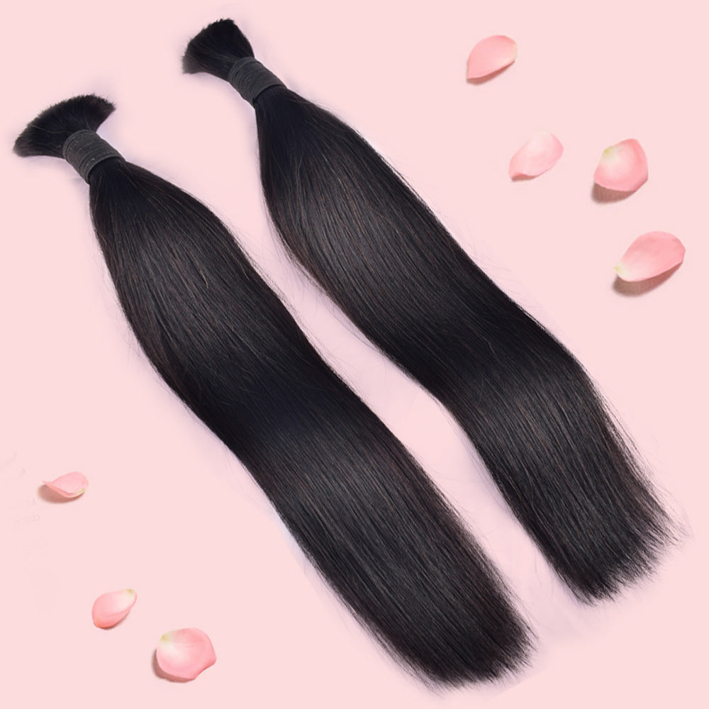 CVOHAIR Straight Bulk Hair For Braiding 3 Pcs/pack 100% Human Hair Natural Black Bundles No Weft Braiding Hair Extension