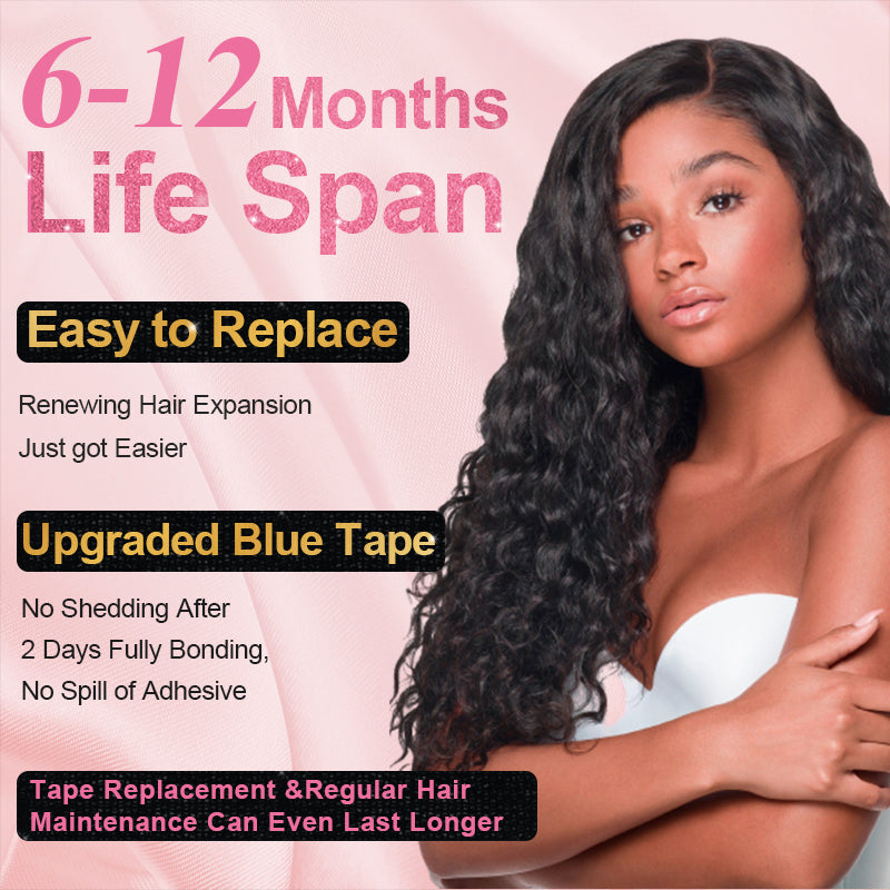 CVOHAIR Deep Curly Tape in Hair Extensions Human Hair Tape ins For Black Women Natural Black Real Hair Extensions
