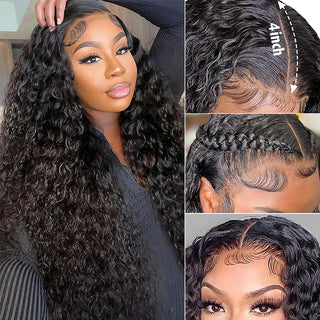 #1B Italian Curly HD Lace Front Wigs Human Hair 180% Density Transparent Lace Frontal Wigs Pre Plucked With Baby Hair CVOHAIR