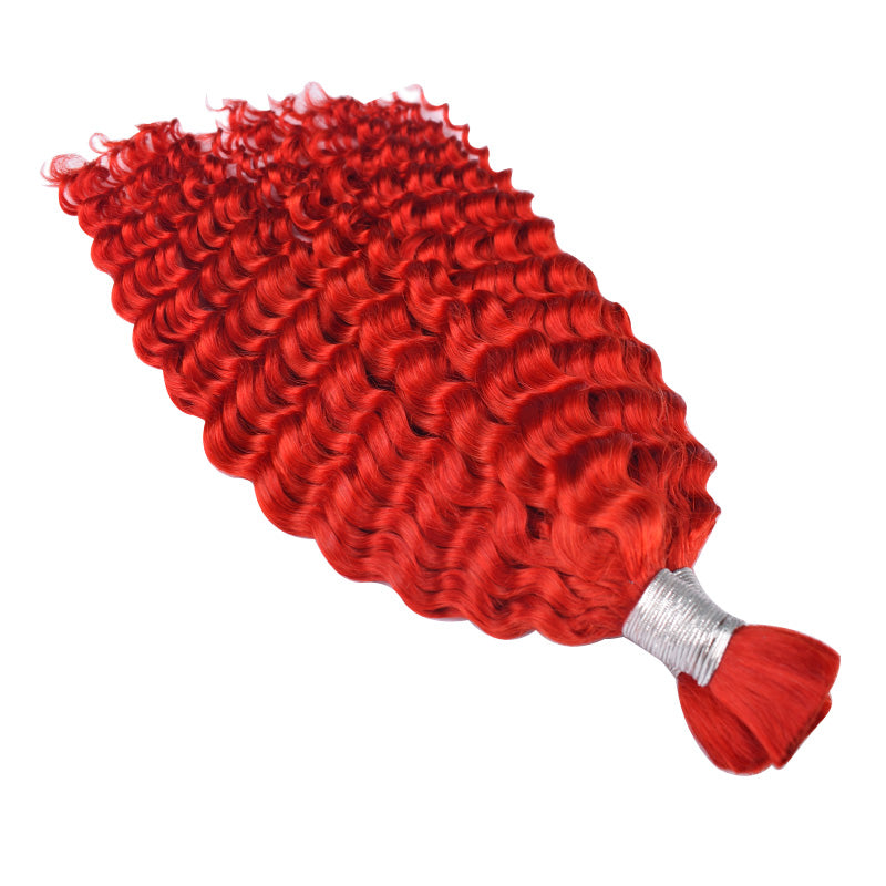 CVOHAIR Deep Wave Bulk Hair For Braiding 3 Pcs/pack Red Color 100% Human Hair Bundles No Weft Braiding Hair Extension