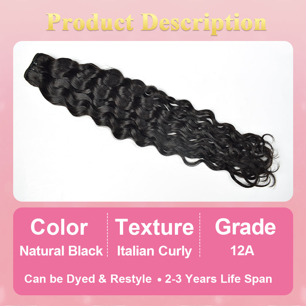 CVOHAIR Italian Curly Hair Weave 3 Bundles Human Hair 100% Quality Virgin Human Hair None Chemical Bundles