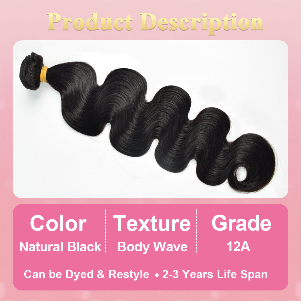 CVOHAIR Body Wave Human Hair 3 Bundles Virgin Hair 100% Unprocessed Weave Bundles Human Hair Double Weft