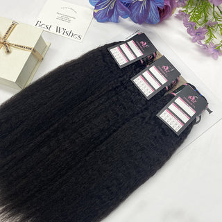 #1B Kinky Straight 10A Human Hair 3 Bundles 100% Unprocessed Virgin Human Hair Weave Extensions Natural Color CVOHAIR