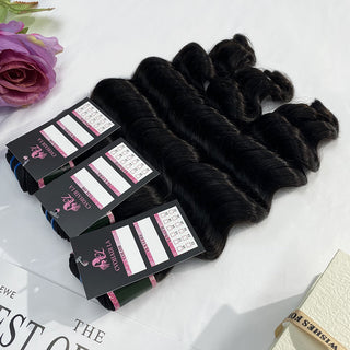 #1B Loose Deep Wave 10A Bundles Human Hair 3 Bundles Brazilian Virgin Human Hair Weave Bundles Natural Black Color CVOHAIR