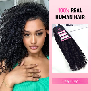 #1B 10A Pissy Curly Human Hair Bundles CVOHAIR