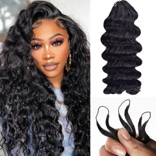 Loose Deep Wave Crochet Human Hair Pre Loop Extensions CVOHAIR