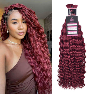 #BUG Burgundy Deep Curly Human Hair For Boho Braids CVOHAIR