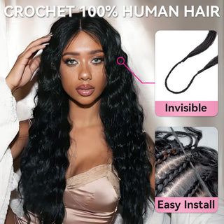 Loose Deep Wave Crochet Human Hair Pre Loop Extensions CVOHAIR