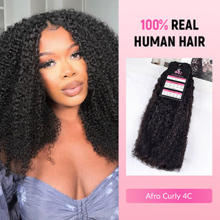 #1B 10A Afro Curly 4C Human Hair Bundles CVOHAIR