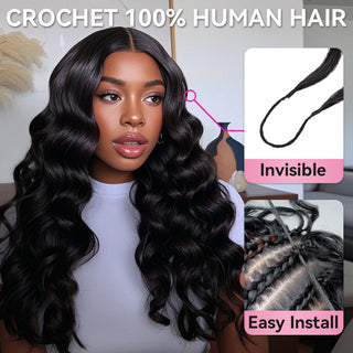Loose Wave Crochet Human Hair Pre Loop Extensions CVOHAIR