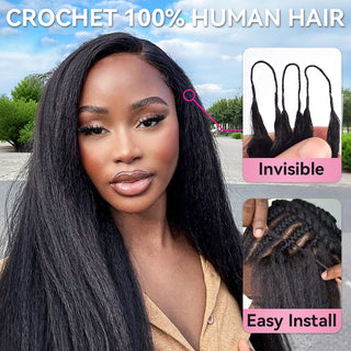 Kinky Straight Crochet 100% Human Hair Hair Extensions CVOHAIR