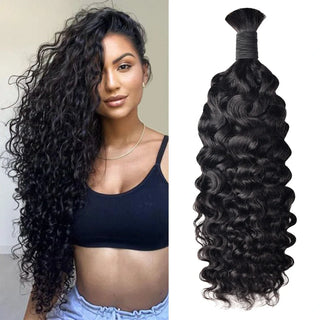 #1B Natural Black Boho Braids Burmese Curly No Weft Bulk Hair for Human Hair CVOHAIR
