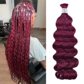 #99J Burgundy Loose Deep Wave Bohemian Human Hair For Braiding CVOHAIR