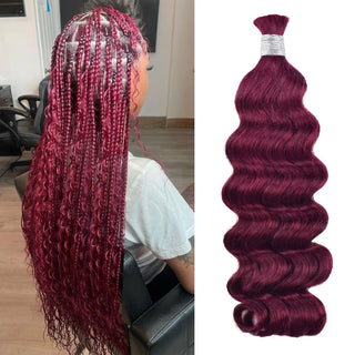 #99J Burgundy Loose Deep Wave Bohemian Human Hair For Braiding CVOHAIR