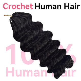 Loose Deep Wave Crochet Human Hair Pre Loop Extensions CVOHAIR