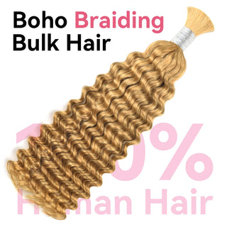 #27 Honey Blonde Deep Wave Bulk Human Hair For Braiding CVOHAIR