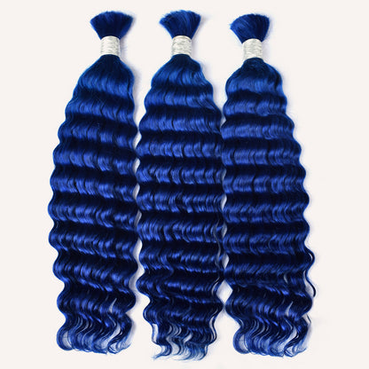 CVOHAIR – cheveux humains bleus ondulés, en vrac, pour tresser, sans trame, Extensions de cheveux humains, 100g/chaque paquet