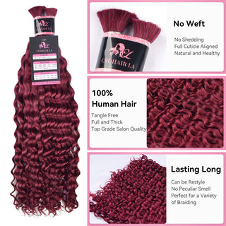 #BUG Burgundy Deep Curly Human Hair For Boho Braids CVOHAIR