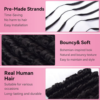 Loose Deep Wave Crochet Human Hair Pre Loop Extensions CVOHAIR