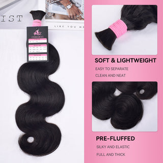 #1B Double Drawn 18" Body Wave Boho Braids Human Hair CVOHAIR