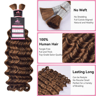 #4/30 Loose Deep Wave Bulk Human Hair For Braiding CVOHAIR