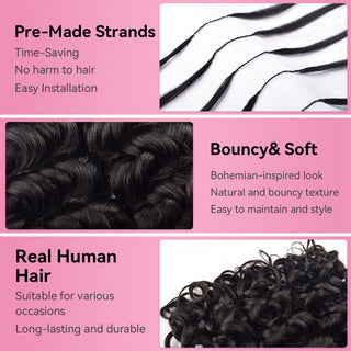 Italian Curly Crochet Human Hair Pre Loop Extensions CVOHAIR
