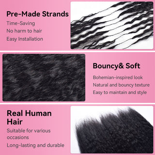 Kinky Straight Crochet 100% Human Hair Hair Extensions CVOHAIR