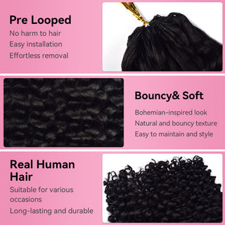Deep Curly Crochet Human Hair Pre Loop Extensions CVOHAIR