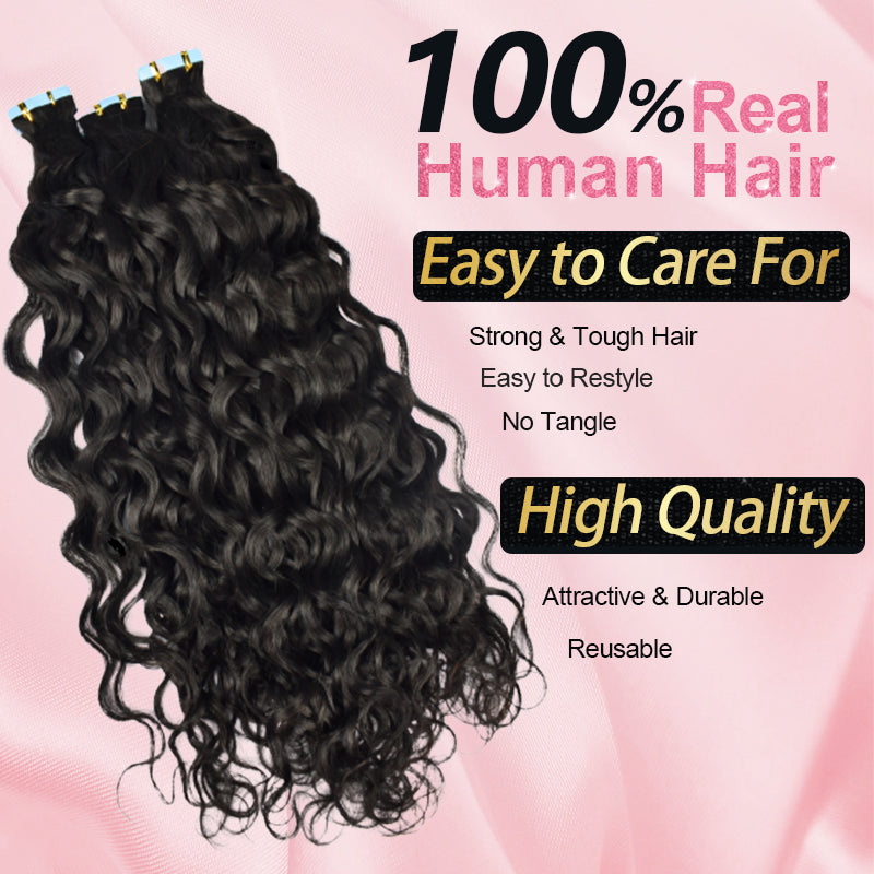 CVOHAIR Italian Curly Tape in Hair Extensions Human Hair 20pcs 50g/pack Seamless Skin Weft Hair