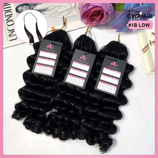 Loose Deep Wave Crochet Human Hair Pre Loop Extensions CVOHAIR