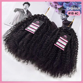 Crochet Human Hair Afro Curly 4C Hair Extensions CVOHAIR