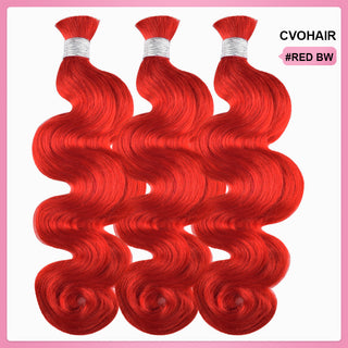 #Red 100% Human Hair Braid Body Wave  Styles CVOHAIR