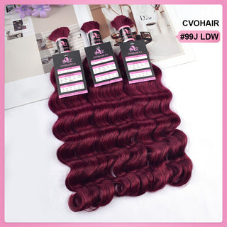 #99J Burgundy Loose Deep Wave Bohemian Human Hair For Braiding CVOHAIR