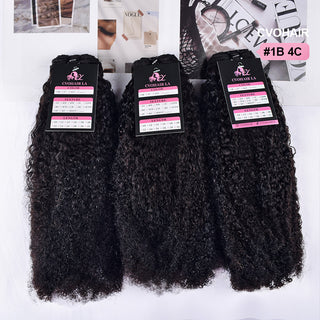 #1B 10A Afro Curly 4C Human Hair Bundles CVOHAIR
