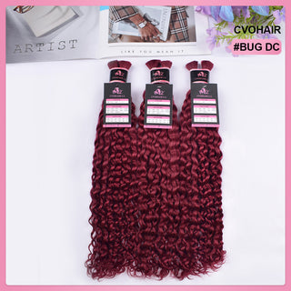 #BUG Burgundy Deep Curly Human Hair For Boho Braids CVOHAIR