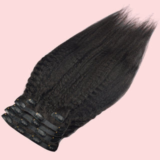 #1B 6Pcs Kinky Straight Flash Sale Free Shipping PU Seamless Clip ins Hair Extensions Real Human Hair Natural Black 110G CVOHAIR