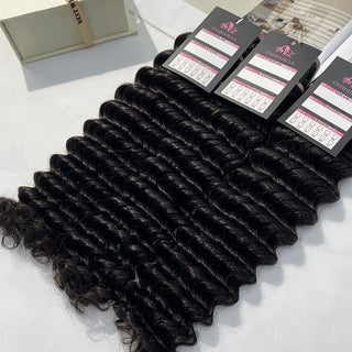#1B Deep Wave 10A Human Hair Bundles Brazilian Virgin Hair Weave Bundles Double Wefts Weave 3 Bundles Natural Black CVOHAIR