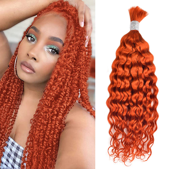 #350 Ginger Orange Boho Braids Deep Curly No Weft Bulk Hair for Human Hair Cvohair