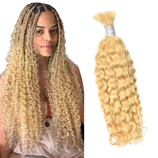 #613 Blonde Boho Braids Deep Curly No Weft Bulk Hair for Human Hair Cvohair