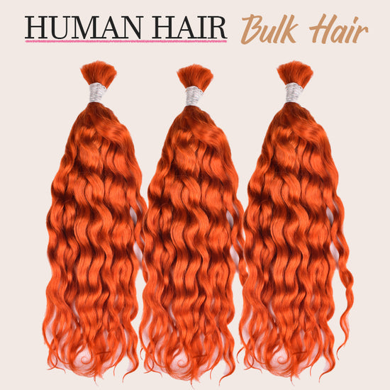 #350 Ginger Boho Braids Water Wave No Weft Bulk Hair for Human Hair Cvohair