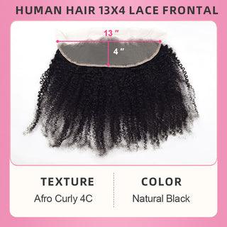 Afro Curly 4C Transparent Lace Closure Natural Hairline With Baby Hair Cvohair