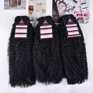 #1B 10A Afro Curly 4C Human Hair Bundles CVOHAIR