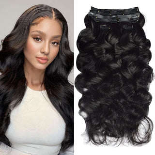 #1B 6Pcs Body Wave PU Seamless Clip ins Flash Sale Free Shipping Hair Extensions Real Human Hair 110G CVOHAIR