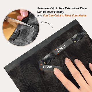 #1B 6Pcs Italian Curly PU Seamless Clip ins Flash Sale Free Shipping Hair Extensions Real Human Hair 120G CVOHAIR