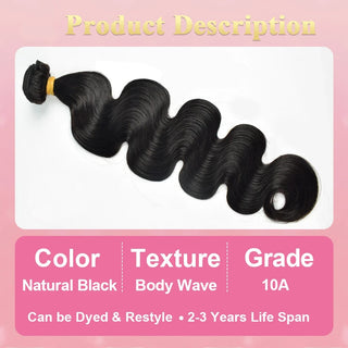 #1B Body Wave 10A Human Hair Bundles Virgin Hair 100% Unprocessed Weave Bundles Human Hair Double Weft CVOHAIR