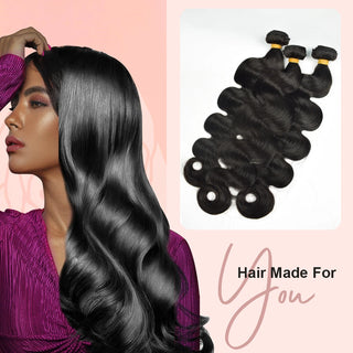#1B Body Wave 10A Human Hair Bundles Virgin Hair 100% Unprocessed Weave Bundles Human Hair Double Weft CVOHAIR