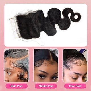 #1B Body Wave HD Lace Closure Natural Looking Cvohair